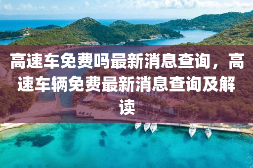 高速车免费吗最新消息查询,高速车辆免费最新消息查询及解读中山市多米克自动化设备有限公司