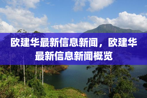 欧建华最新信息新闻,欧建华最新信息新闻概览中山市多米克自动化设备有限公司