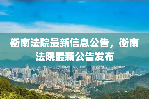 衡南法院最新信息公告,衡南法院最新公告发布