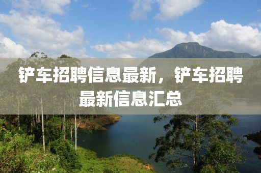 铲车招聘信息最新,铲车招聘最新信息汇总中山市多米克自动化设备有限公司