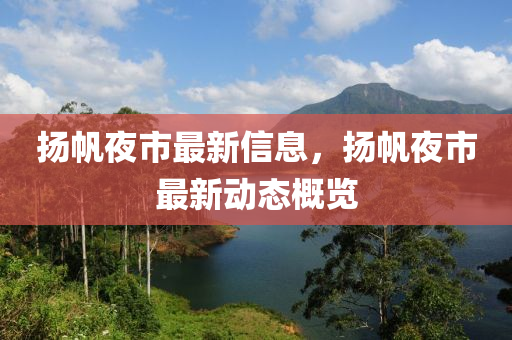 扬帆夜市最新信息,扬帆夜市最新动态概览中山市多米克自动化设备有限公司